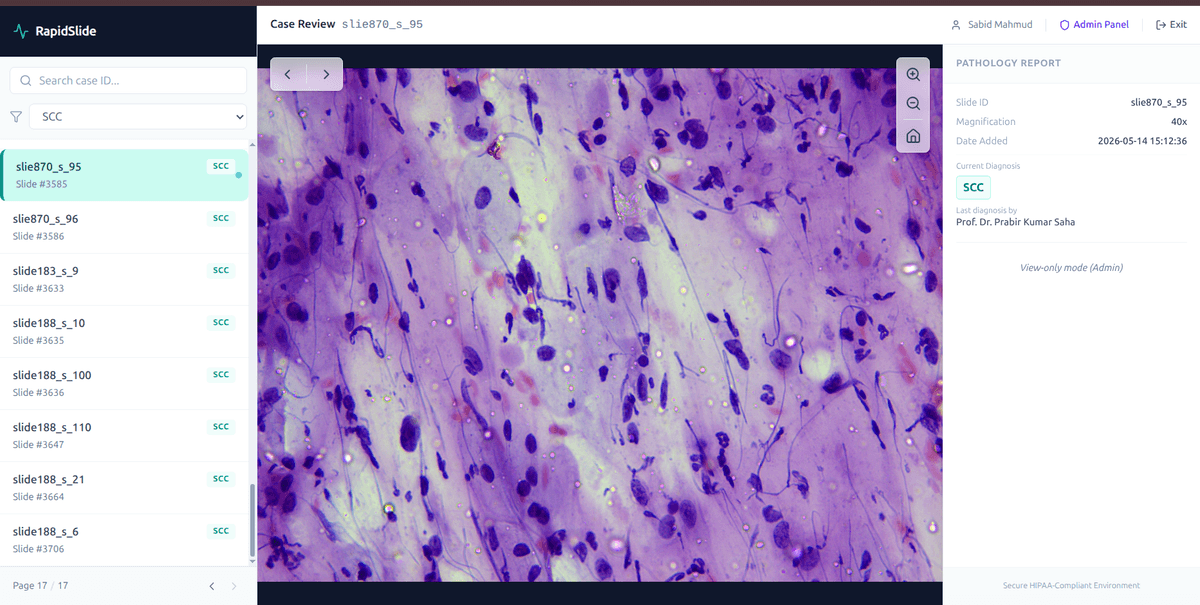 Custom annotation web portal for pathologist labeling